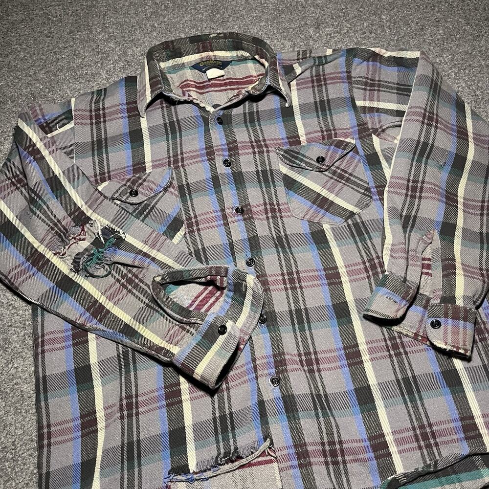 Vintage 90s OshKosh B'Gosh Flannel Shirt Mens Large Plaid Button Cotton USA